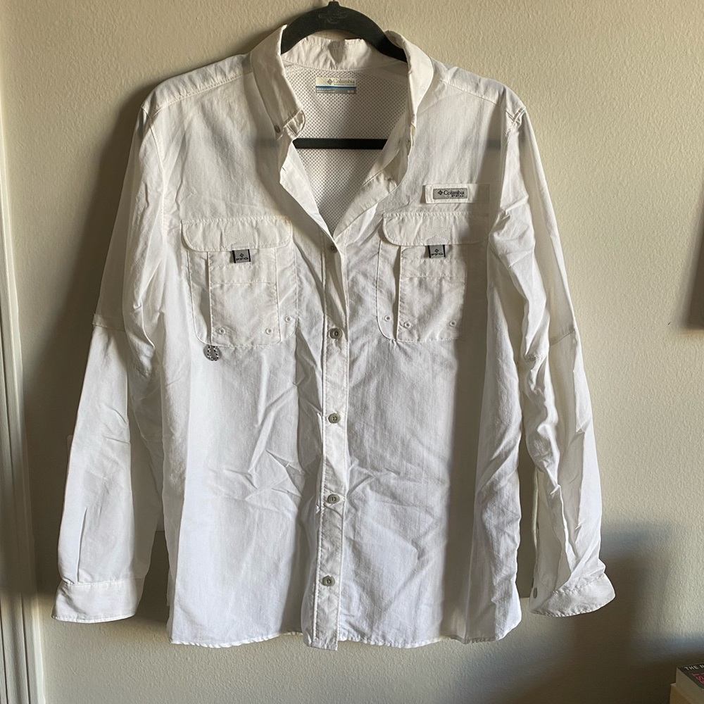 Columbia PFG White Long Sleeve Top